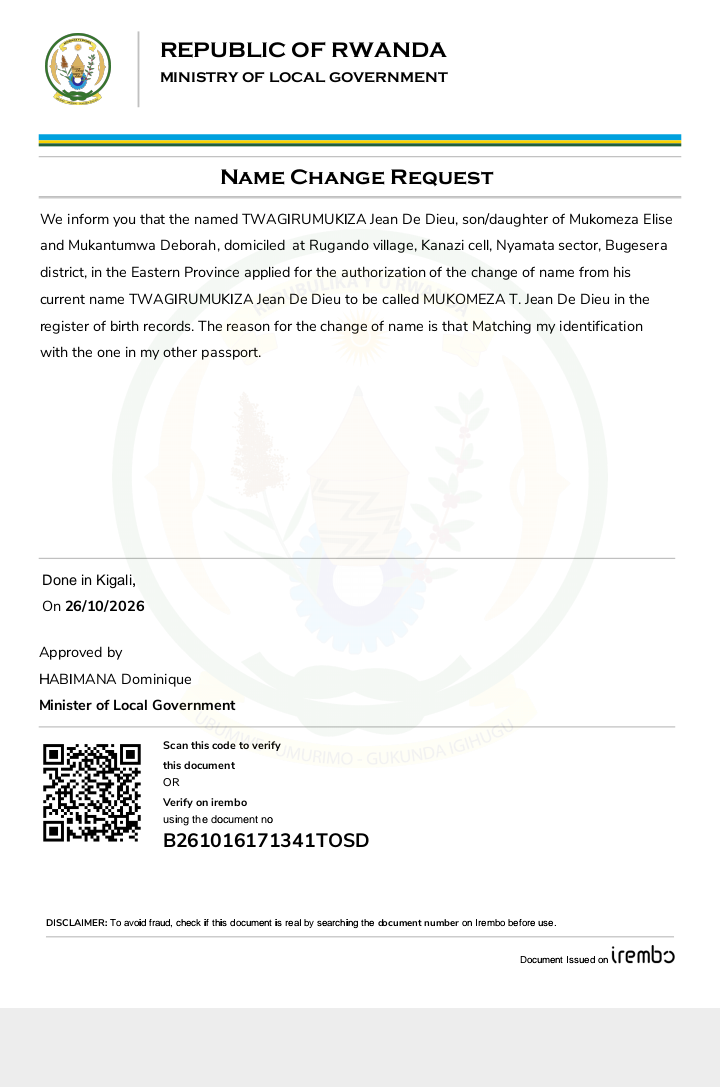 Name change request