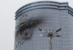 view shows damaged multi storey 95684547