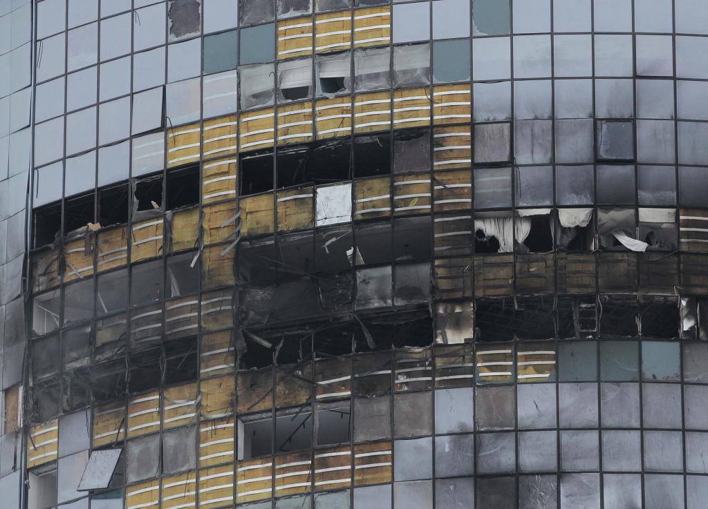 view shows damaged multi storey 95684569