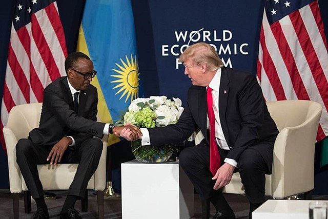 640px President Donald Trump shakes hands with Rwandan President Paul Kagame
