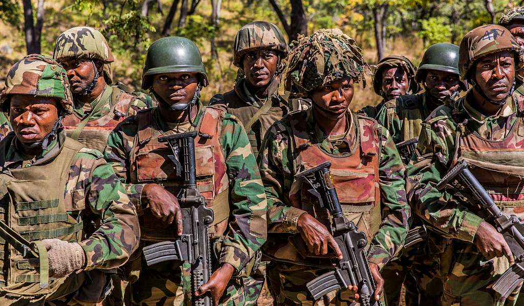 soldiers from the malawi defence force stand in formation b92234 1024