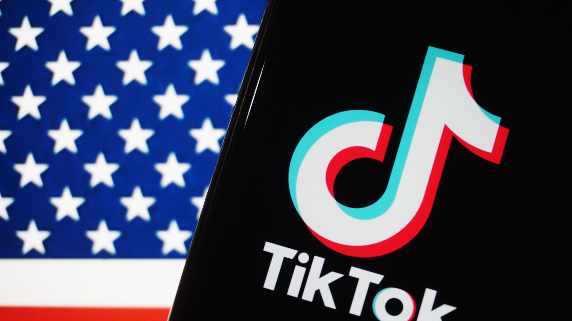 tiktok logo us flag pictured 886963296