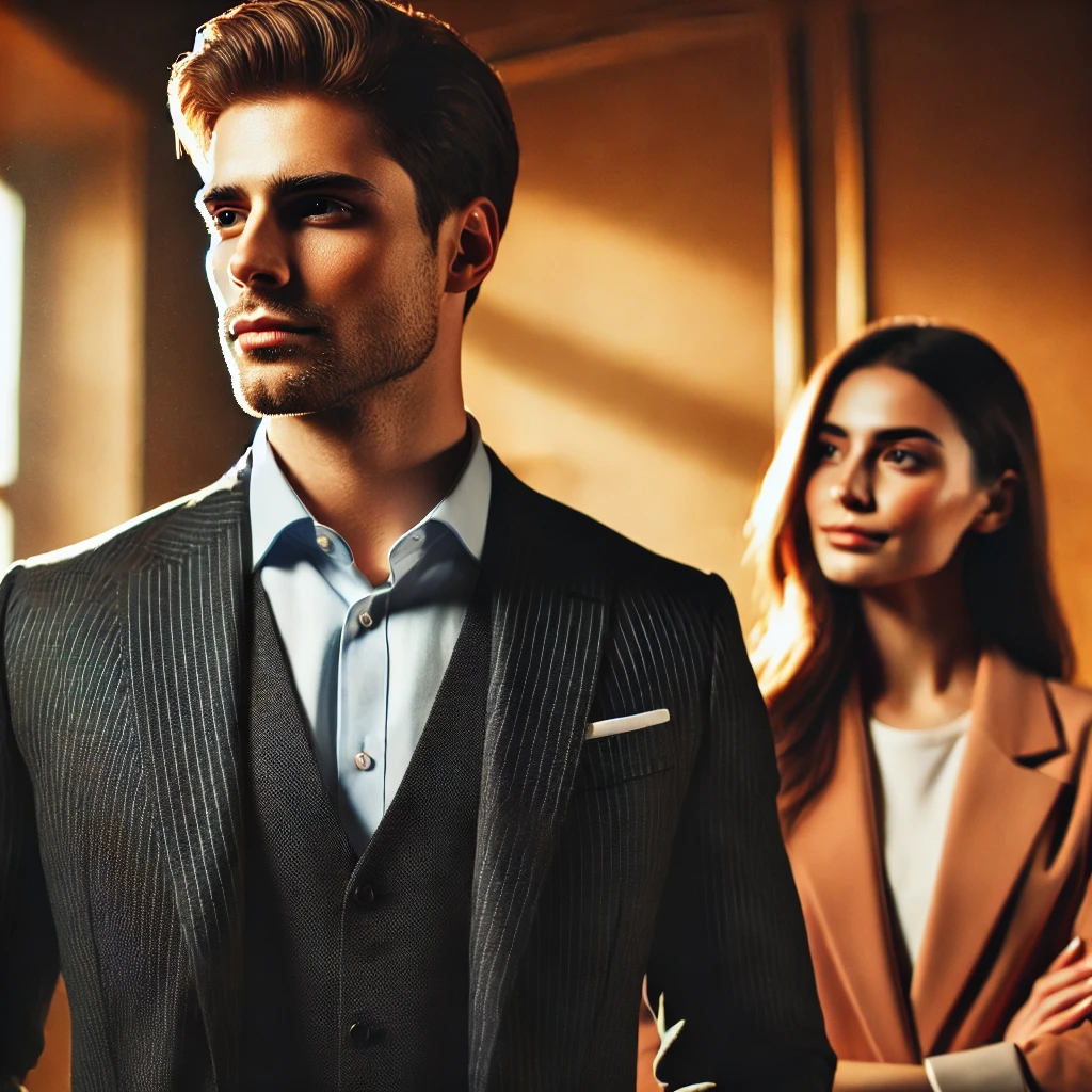 DALL·E 2025 03 05 19.58.38 A confident and composed man standing with a strong posture exuding leadership and stability. He is dressed sharply looking calm and collected while
