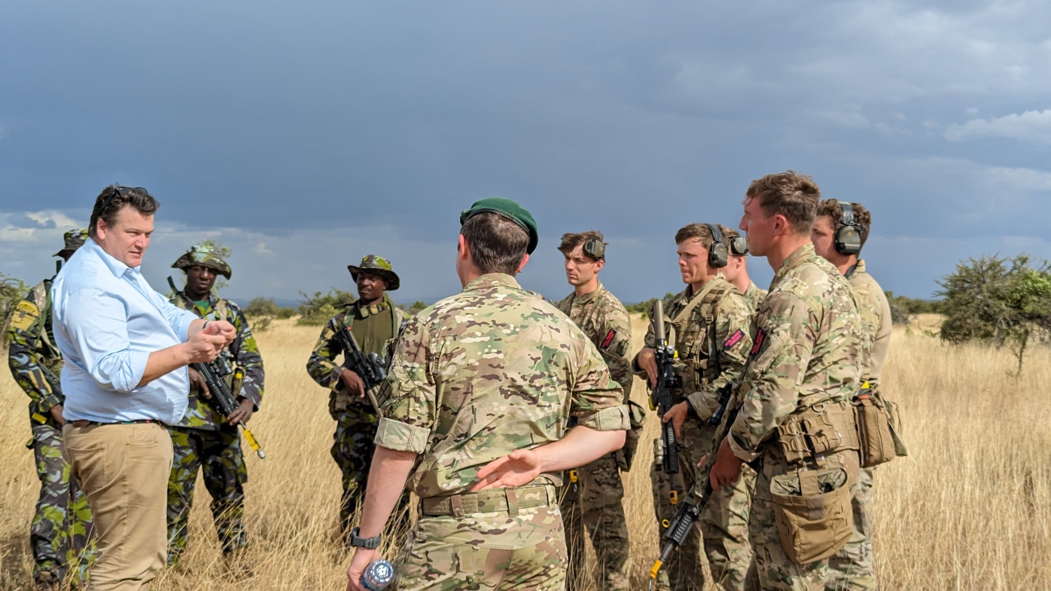 File Pic UK Defence Minister with British and Kenyan troops in Nanyuki Source BATUK Facebook