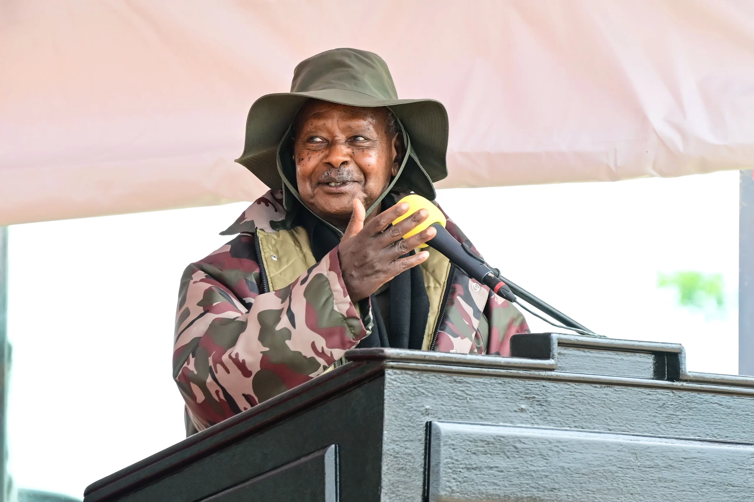 President Museveni addressing guests during the commissioning ceremony for cardets at Kaweweta on Tuesday. PPU photoPIX1 scaled 1