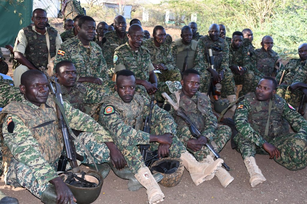 UPDF troops attending the sector one commander meeting during the visit in Qoryoolye FOB 1024x682 1