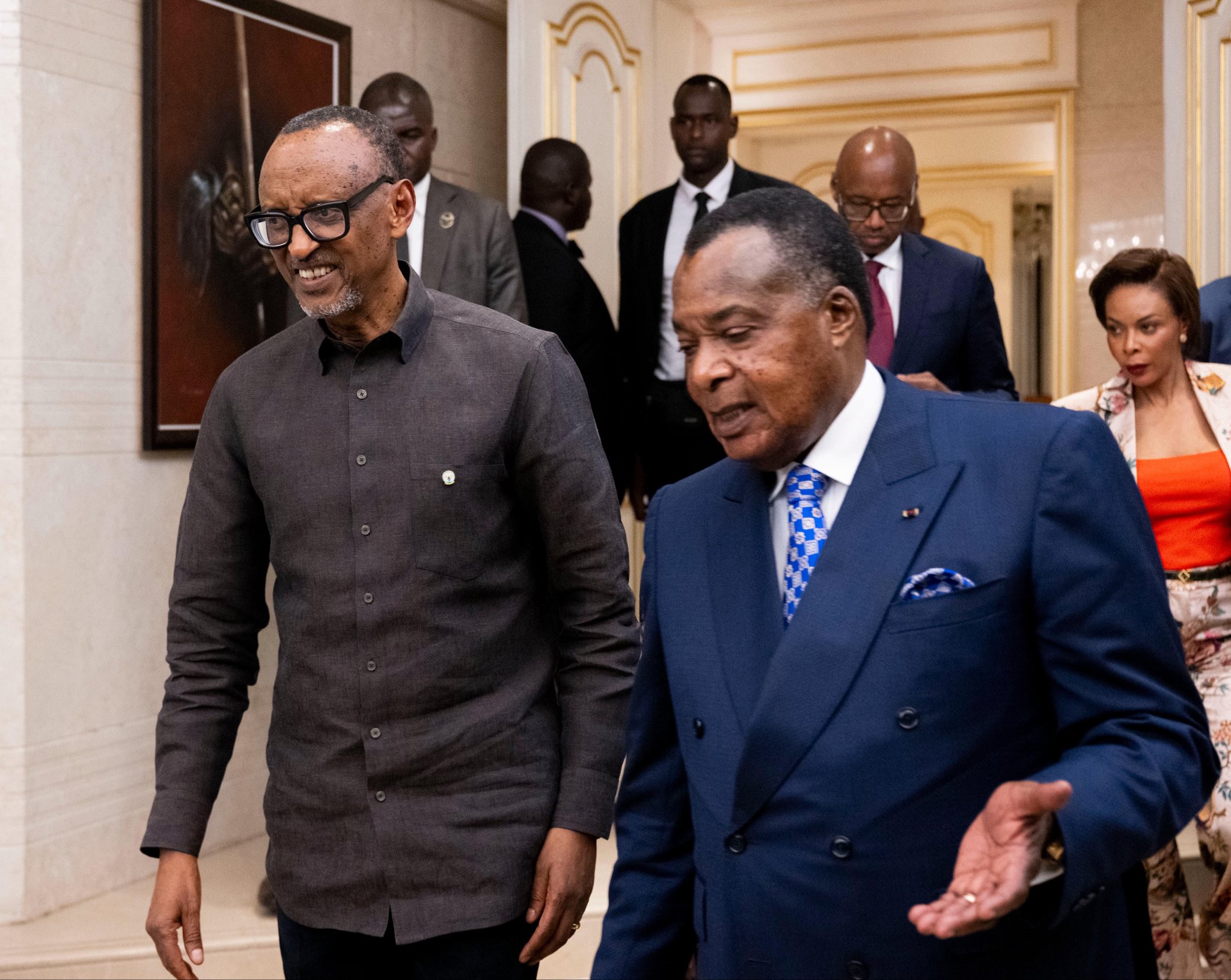 Brazzaville: Perezida Kagame yakiriwe na mugenzi we Sassou Nguesso 7 HF ZCc4XMAAImr7