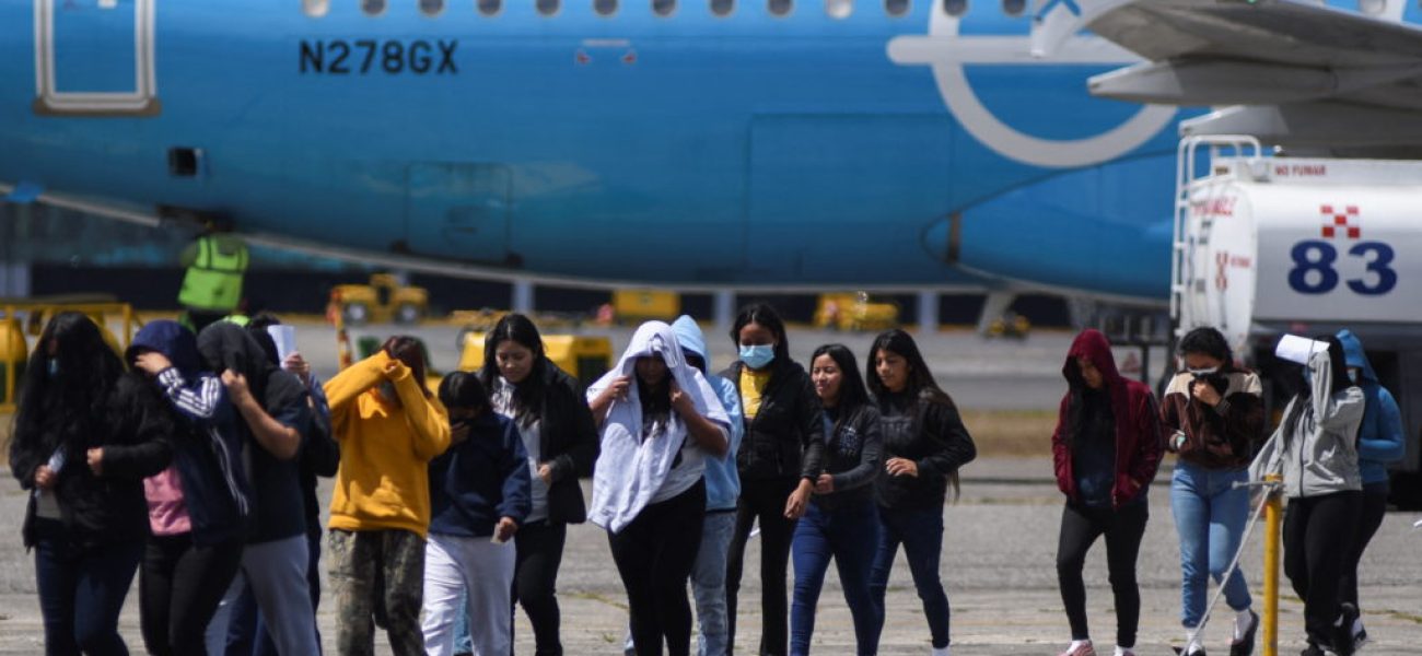 Guatemalan migrants arrive at La Aurora Air Base on a deportation flight from the United States, in Guatemala City, Guatemala, February 18, 2025. REUTERS/Cristina Chiquin