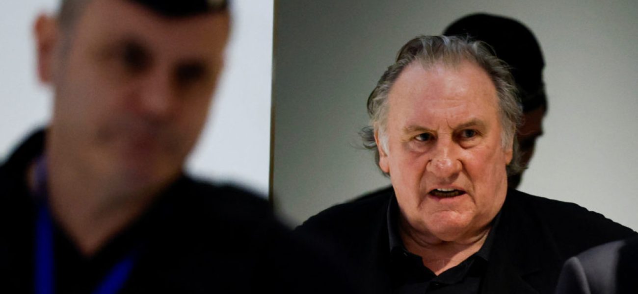 French actor Gerard Depardieu arrives on the day of his trial for two sexual assaults allegedly committed on the set of the film "Les Volets Verts", at the courthouse in Paris, France, March 24, 2025. REUTERS/Stephanie Lecocq