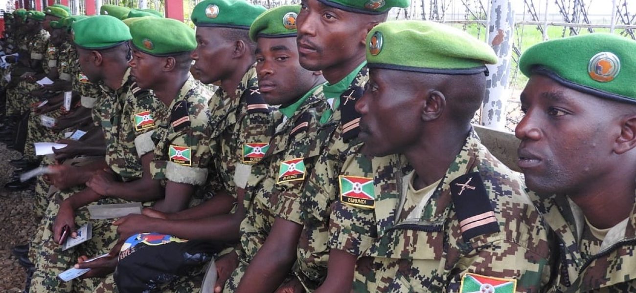 BUJUMBURA, BURUNDI - FEBRUARY 16: The soldiers of the 40th battalion of the Burundian Army wait for the plane which belongs to United Nations (UN), at Bujumbura International Airport before departing from Bujumbura to Somalia ahead of replacing soldiers of 34th battalion for their duty under the African Union Mission in Somalia (AMISOM), in Bujumbura, Burundi on February 16, 2017. Renovat Ndabashinze / Anadolu Agency