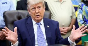 U.S. President Donald Trump speaks during an announcement with U.S. Environmental Protection Agency (EPA) Administrator Lee Zeldin (not pictured) in the Oval Office at the White House, in Washington, D.C., U.S., May 21, 2026. REUTERS/Kevin Lamarque