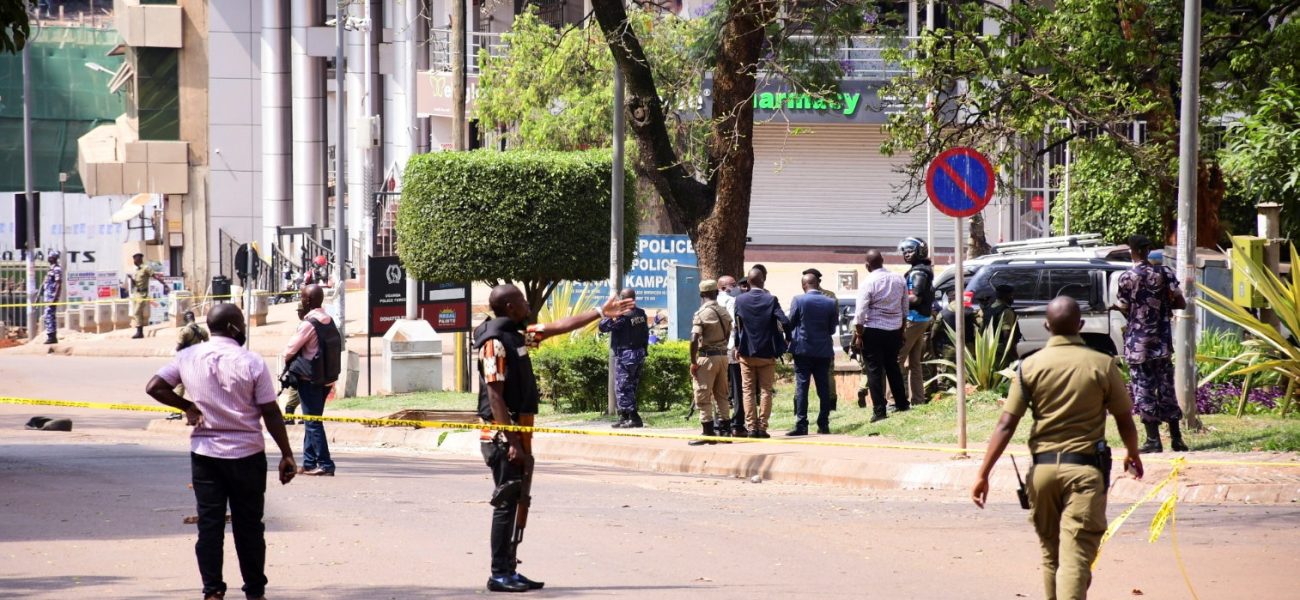 Ugandan police and explosion experts secure the scene of a blast in Kampala, Uganda November 16, 2021. REUTERS/Abubaker Lubowa