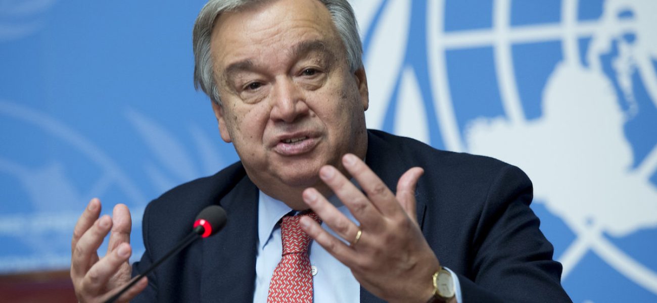 Antonio Guterres, UN High Commissioner for Refugees UNHCR at a Press Conference after 66th session of Excom. 9 October 2015. UN Photo / Jean-Marc Ferré