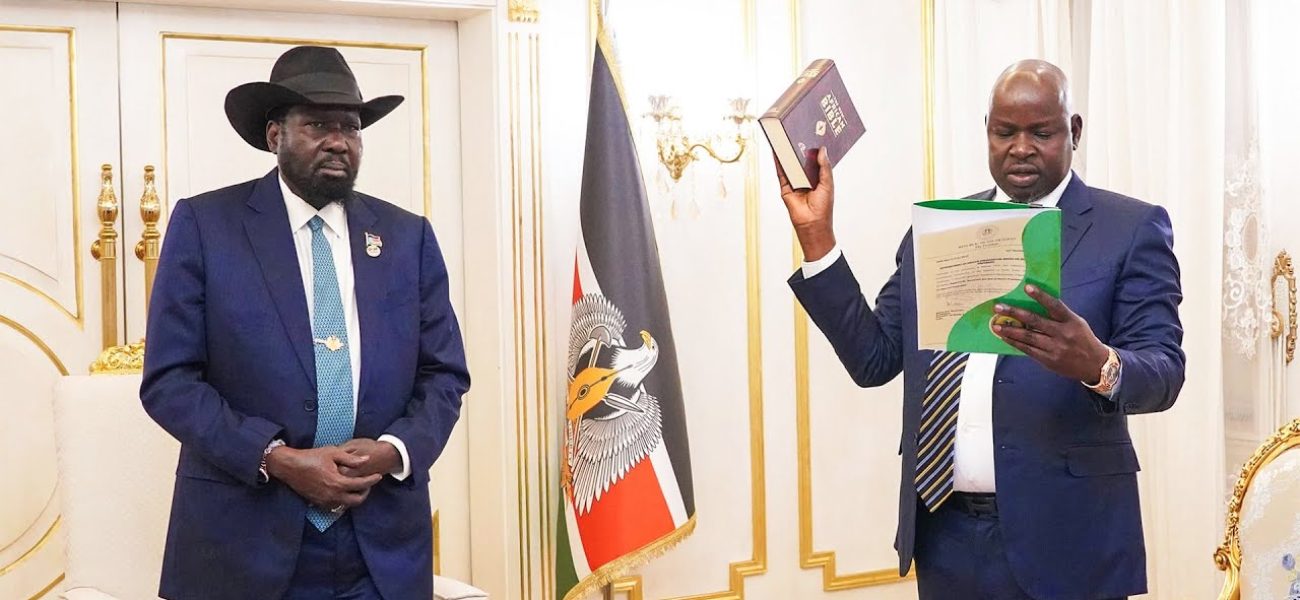 Dr. Benjamin Bol Mel - standing left Photo Credit - YouTube-Office of the President