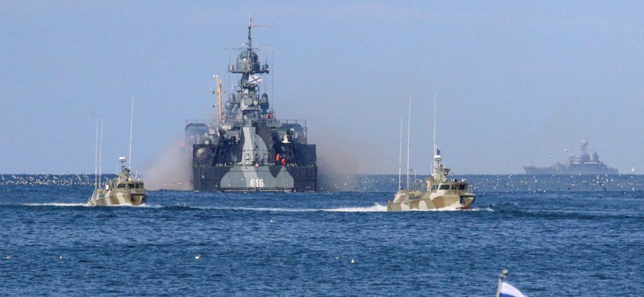 FILE PHOTO: A view shows the Russian Navy's vessels near the Black Sea port of Sevastopol, Crimea February 16, 2022. REUTERS/Alexey Pavlishak