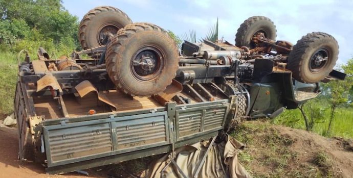Overturned-military-truck-in-Omoro