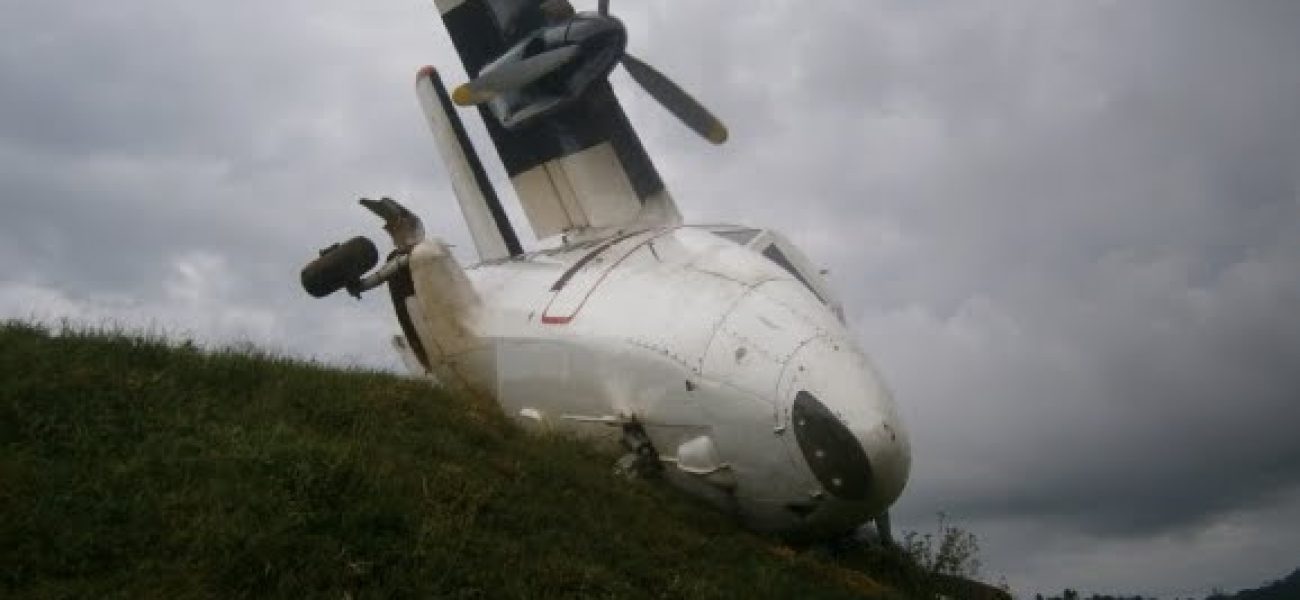 un avion s'est écrasé mardi 30 octobre à l'aérodrome de Ruenda à Butembo au Nord-Kivu/ Photo Radio Okapi/ Etienne Muhindo