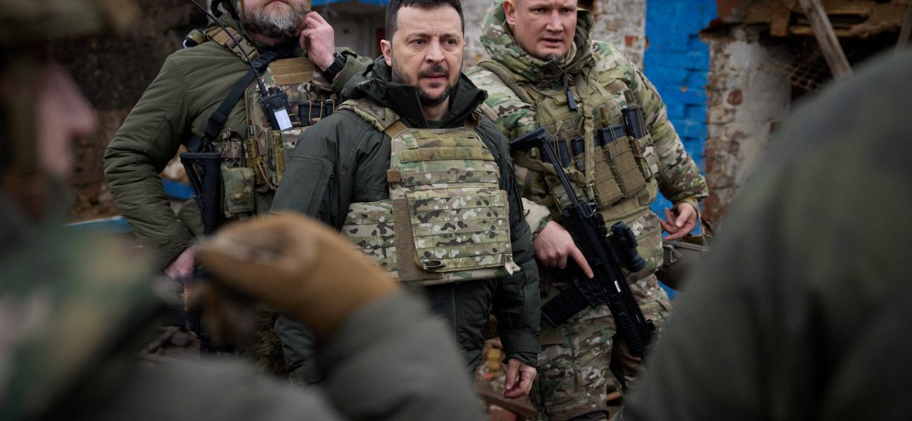 Ukraine's President Volodymyr Zelenskiy visits a frontline, amid Russia's attack on Ukraine, in the Zaporizhzhia region, Ukraine February 4, 2024. Ukrainian Presidential Press Service/Handout via REUTERS