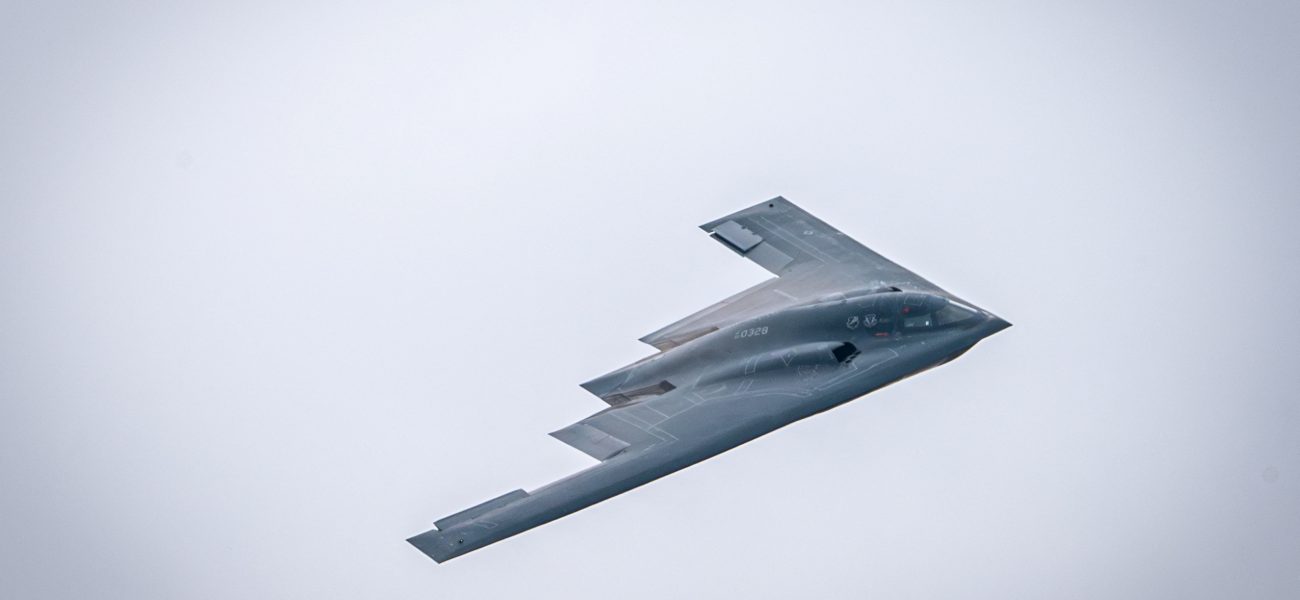 U.S. Air Force B-2 Spirit bomber, assigned to the 509th Bomb Wing out of Whiteman Air Force Base, Missouri, performs a fly-over during the Speed of Sound Airshow, at Rosecrans Air National Guard Base in St. Joseph, Missouri, U.S. September 14, 2024.  U.S. Air National Guard/Master Sgt. Patrick Evenson/Handout via REUTERS  THIS IMAGE HAS BEEN SUPPLIED BY A THIRD PARTY