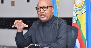 The High Commissioner of Rwanda to Uganda, H.E. Col. (Rtd) Joseph Rutabana, addresses the press regarding the upcoming Kwibuka 32 commemorations. This year’s events, held to honor victims of the 1994 Genocide against the Tutsi, will take place in Mpigi District. photo by Richard Sanya
