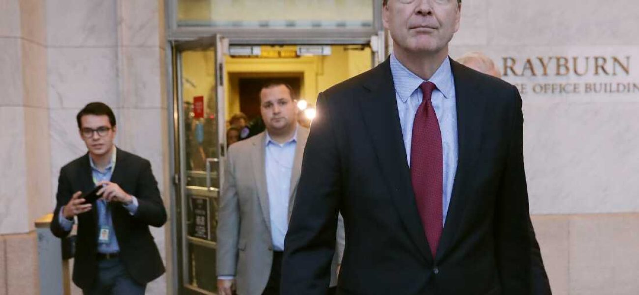 WASHINGTON, DC - DECEMBER 07: Former Federal Bureau of Investigation Director James Comey leaves the Rayburn House Office Building after testifying to the House Judiciary and Oversight and Government Reform committees on Capitol Hill December 07, 2018 in Washington, DC. With less than a month of control of the committees, House Republicans subpoenaed Comey to testify behind closed doors about investigations into Hillary Clinton’s email server and whether President Trump’s campaign advisers colluded with the Russian government to steer the outcome of the 2016 presidential election. (Photo by Chip Somodevilla/Getty Images)