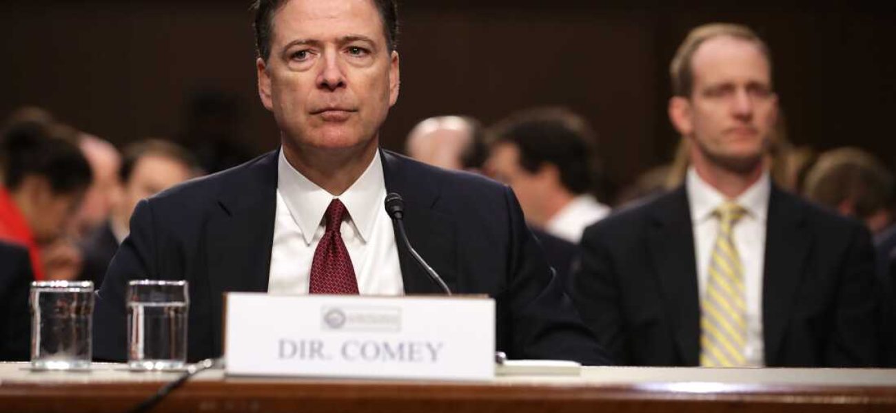 WASHINGTON, DC - JUNE 08:  Former FBI Director James Comey testifies before the Senate Intelligence Committee in the Hart Senate Office Building on Capitol Hill June 8, 2017 in Washington, DC. Comey said that President Donald Trump pressured him to drop the FBI's investigation into former National Security Advisor Michael Flynn and demanded Comey's loyalty during the one-on-one meetings he had with president.  (Photo by Chip Somodevilla/Getty Images)