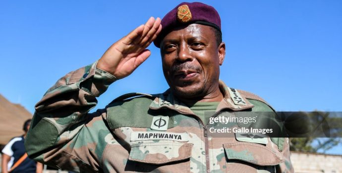 DURBAN, SOUTH AFRICA - JUNE 07: Lieutenant General Rudzani Maphwanya in Mzinyathi on June 07, 2022 in Durban, South Africa. It is reported that military personnel provided and donated  food, blankets and other much-needed goods to those left homeless in the wake of devastating  rains and floods that wrecked havoc in parts of KwaZulu-Natal. (Photo by Darren Stewart/Gallo Images via Getty Images)
