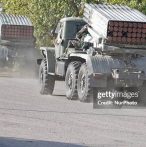 LUGANSK, UKRAINE - SEPTEMBER 12: A BM-21 rocket launcher on the road in Lugansk region (Photo by Sergii Kharchenko/NurPhoto) (Photo by NurPhoto/Corbis via Getty Images)