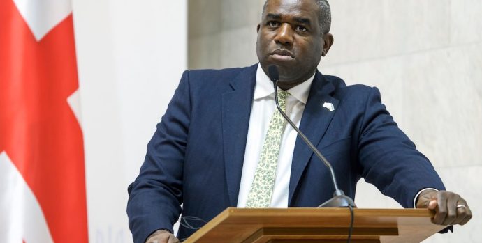Foreign Secretary of Great Britain David Lammy speaks during a press conference at the Ministry of Foreign Affairs in Kyiv, Ukraine, September 11, 2024